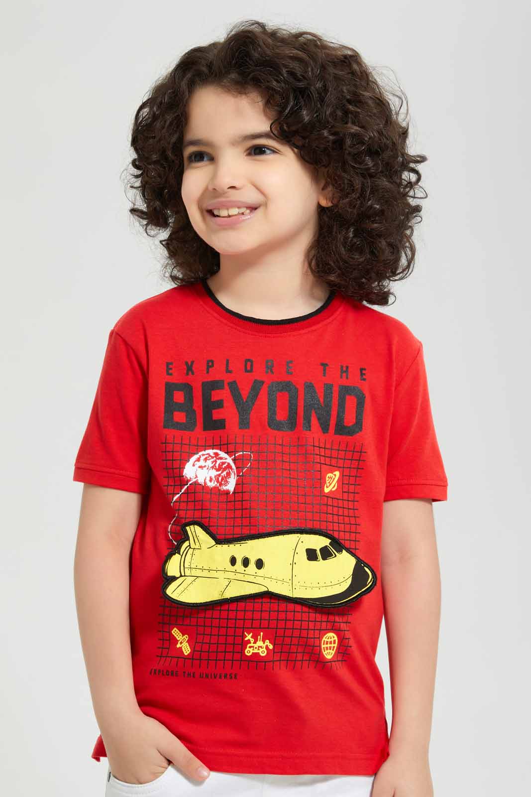 Red Flap Airplane Print T-Shirt