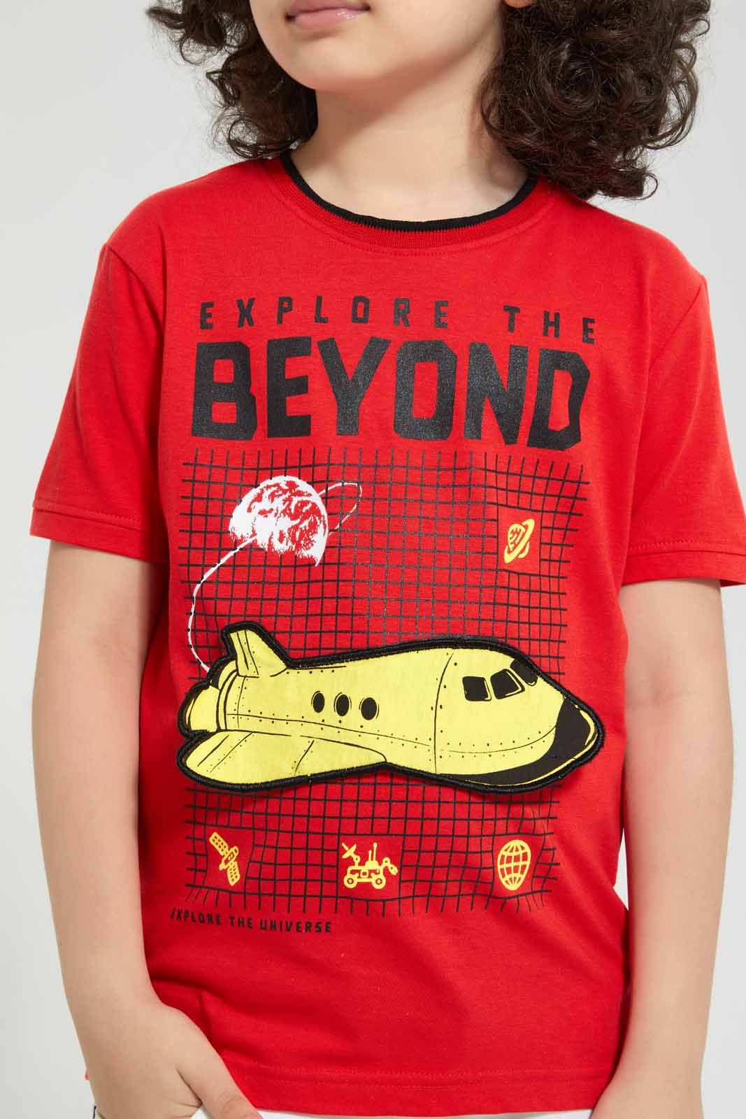 Red Flap Airplane Print T-Shirt