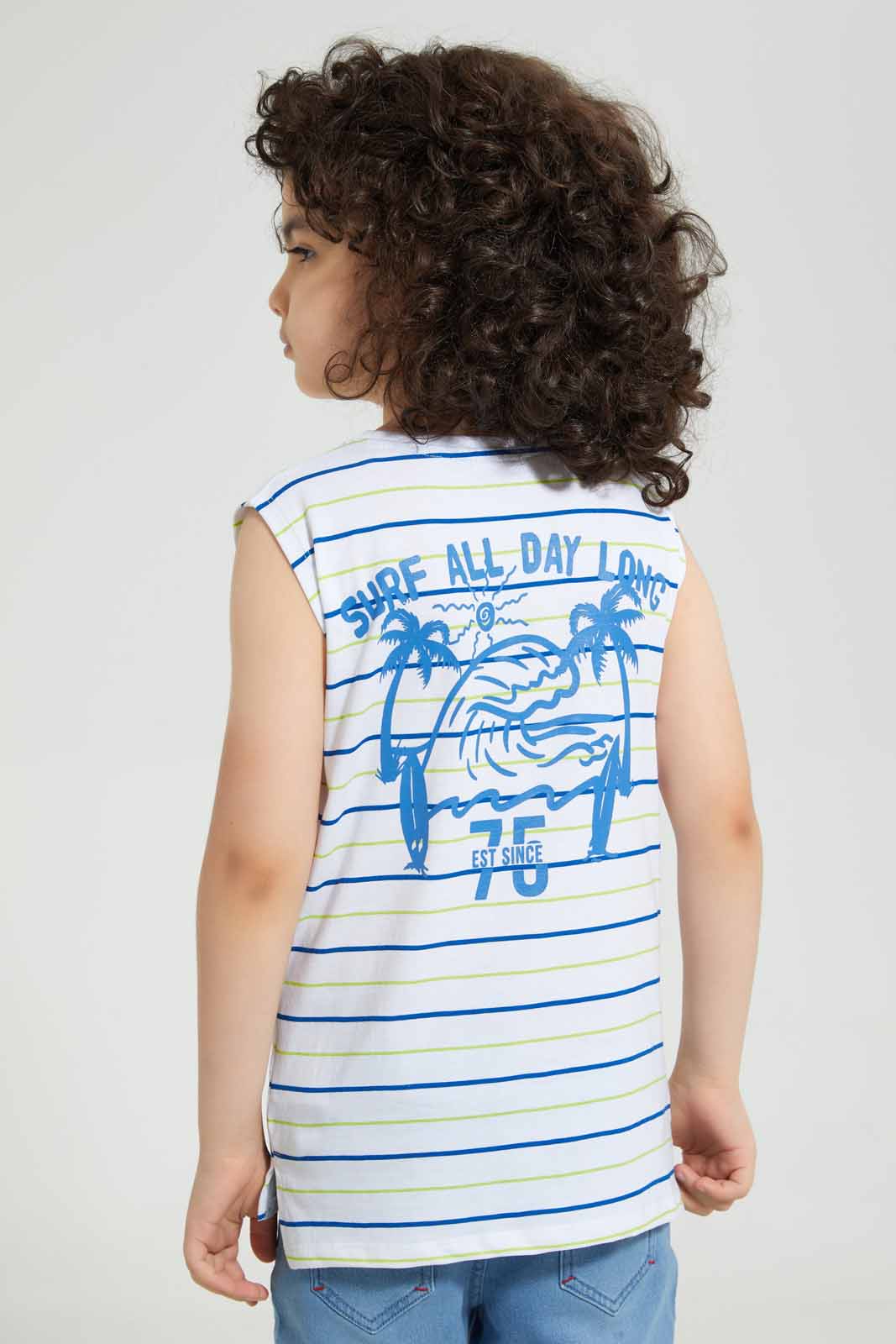 Redtag-White-Tiedye-Stripe-T-Shirt-Graphic-T-Shirts-Boys-2 to 8 Years