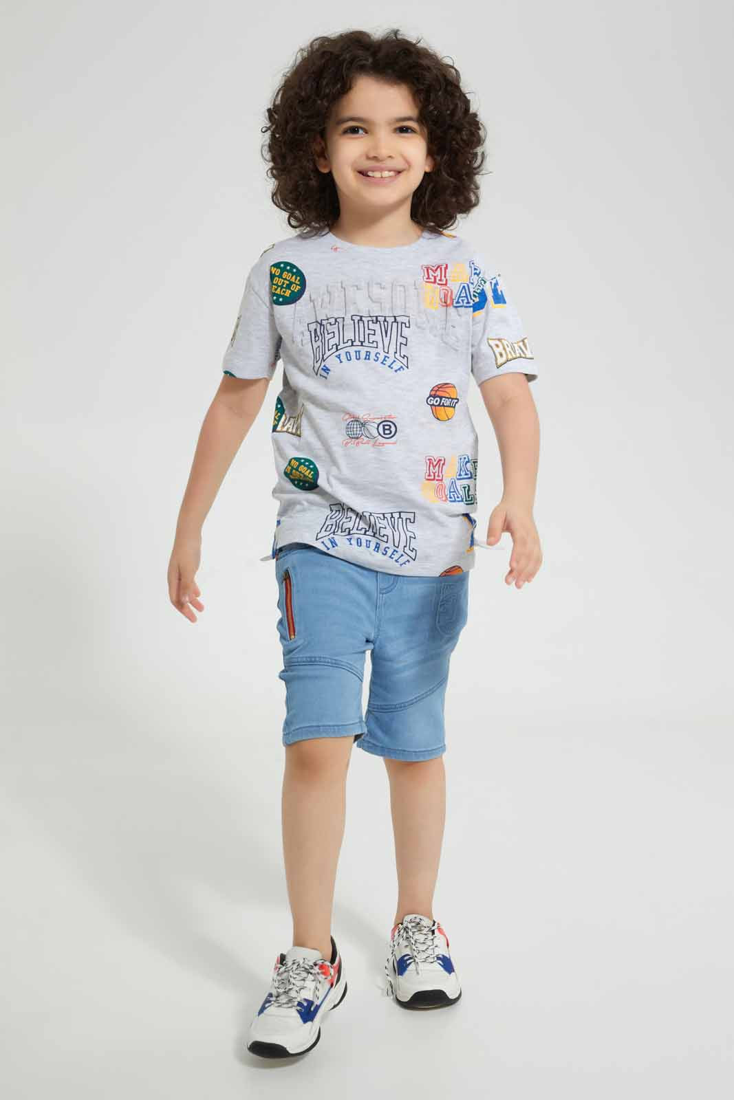 Redtag-Grey-Aop-Embossed-T-Shirt-Graphic-T-Shirts-Boys-2 to 8 Years