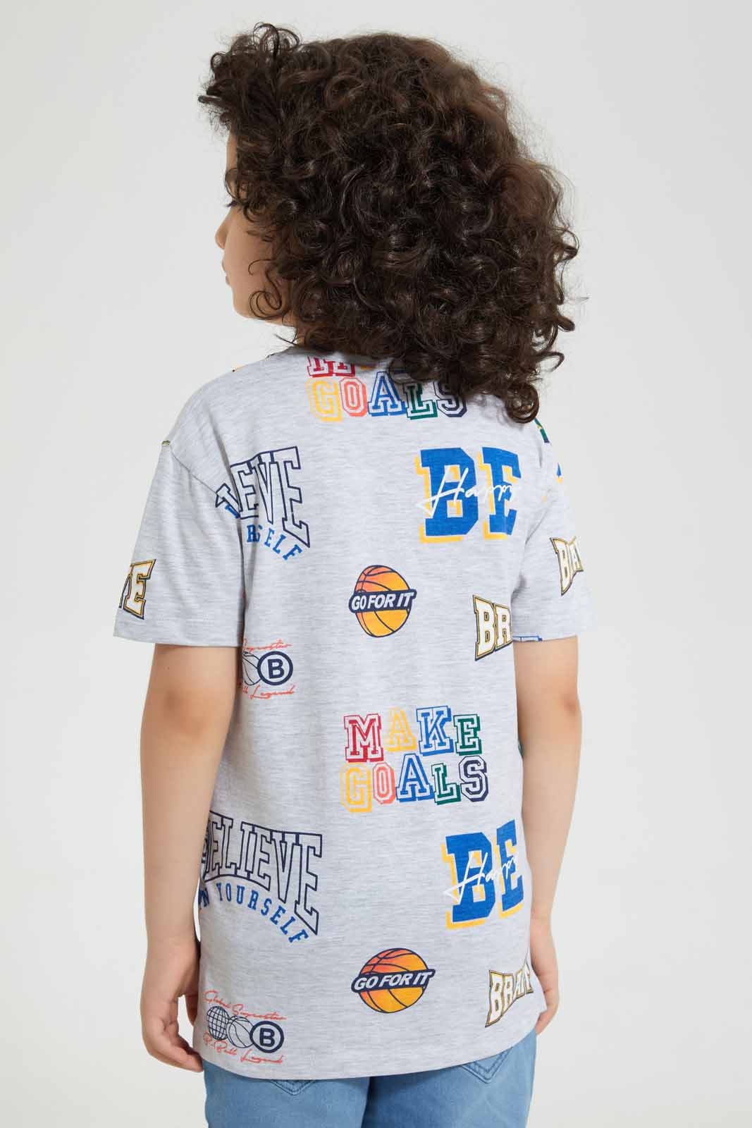 Redtag-Grey-Aop-Embossed-T-Shirt-Graphic-T-Shirts-Boys-2 to 8 Years