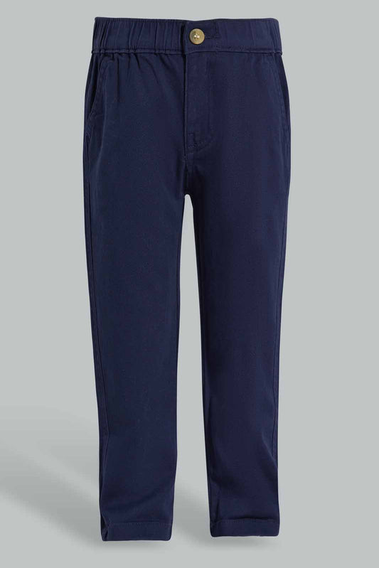 Redtag-Navy-Pull-On-Chino-Pant-Chino-Trousers-Infant-Boys-3 to 24 Months