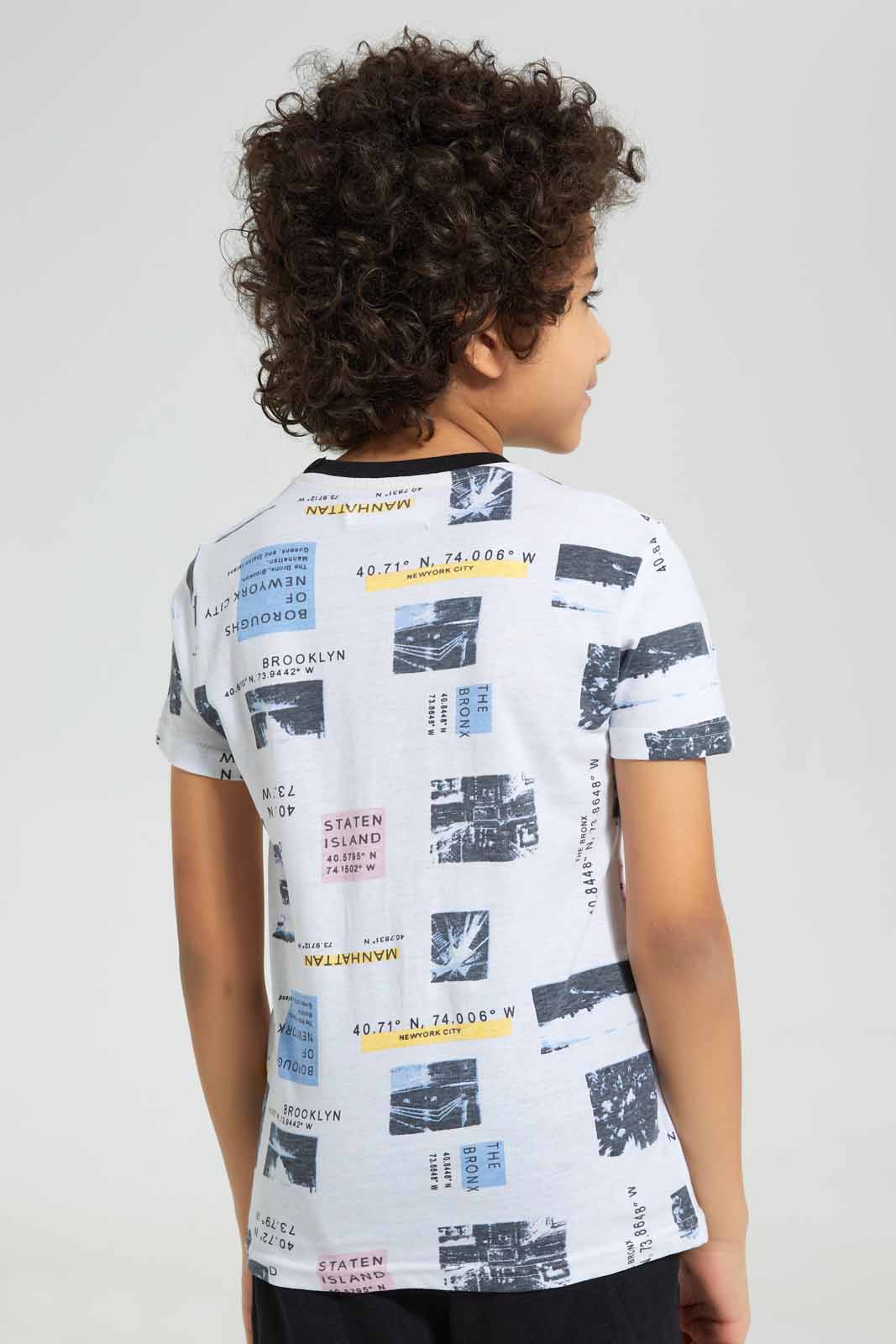 Redtag-White-Embossed-City-Print-T-Shirt-Graphic-T-Shirts-Boys-2 to 8 Years