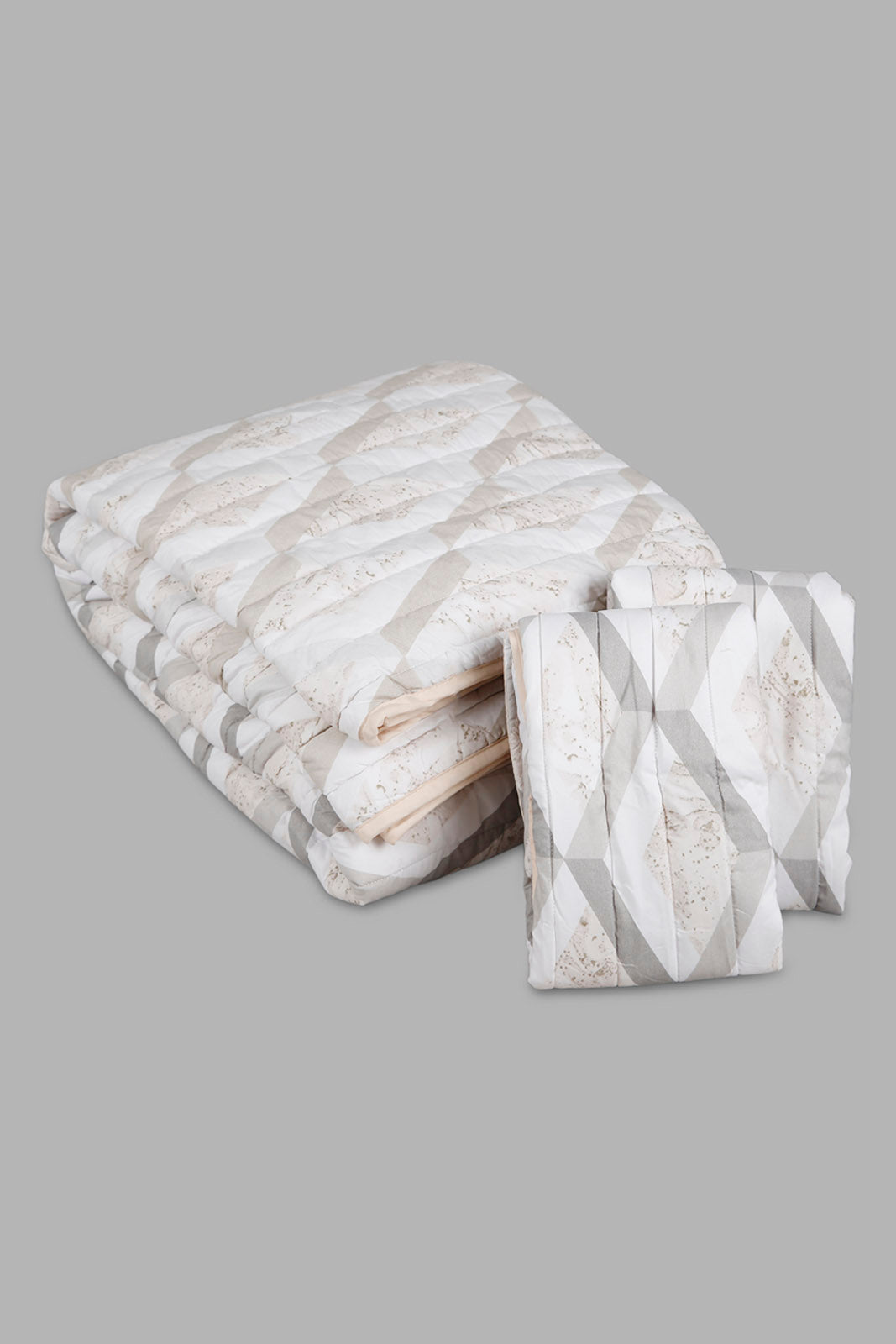 Redtag-Beige-3-Piece-Geometric-Printed-Quilt-Set-
(Double-Size)-Category:Quilts,-Colour:Beige,-Deals:New-In,-Filter:Home-Bedroom,-HMW-BED-Quilts,-New-In-HMW-BED,-Non-Sale,-Section:Homewares,-W22O-Home-Bedroom-
