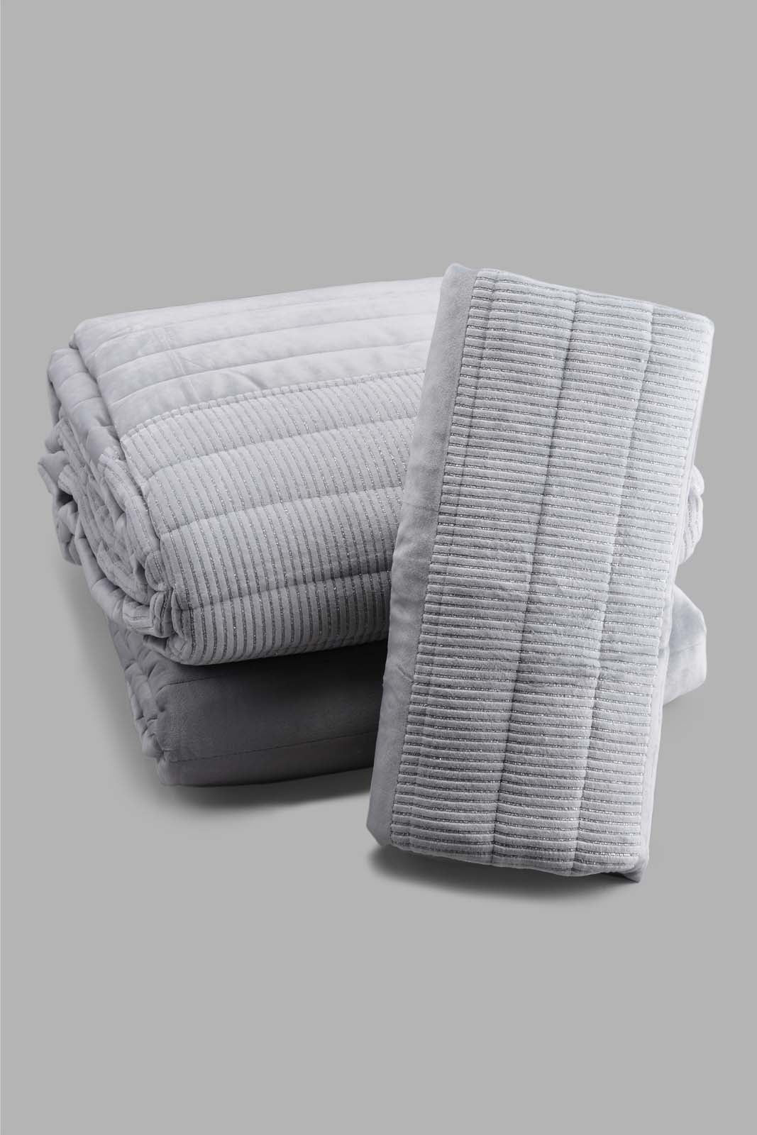 Grey Velvet 2-Piece Quilt (Single Size)