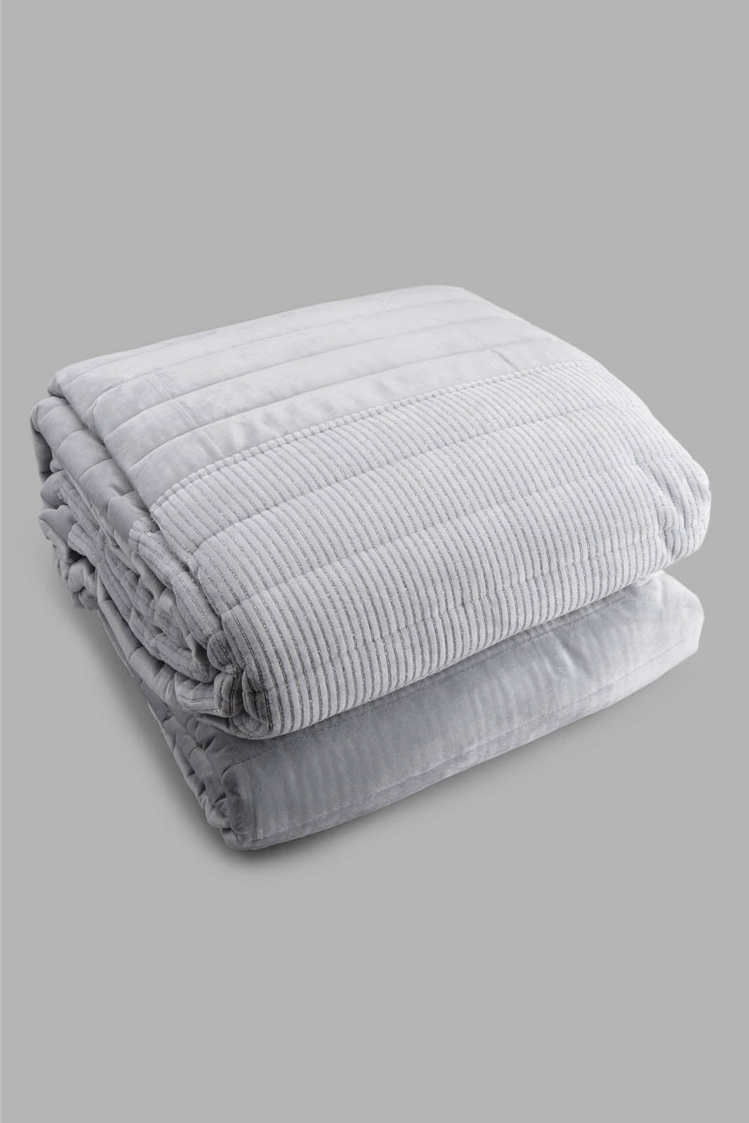 Grey Velvet 2-Piece Quilt (Single Size)