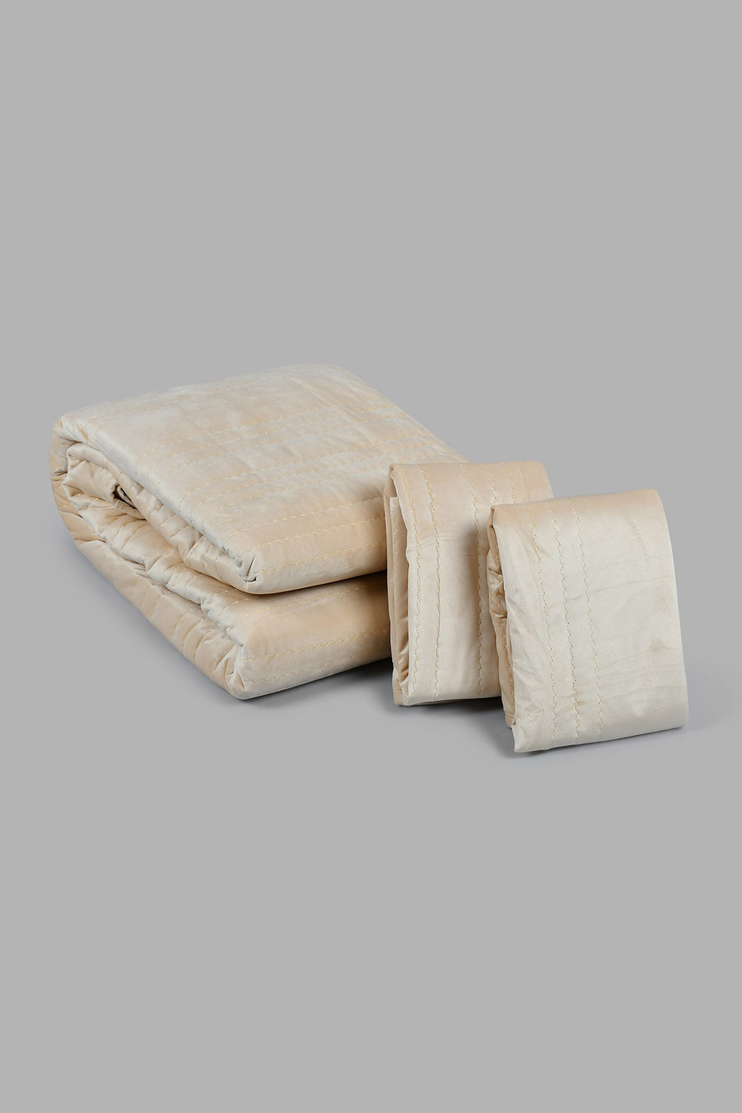 Redtag-Beige-Velvet-3-Piece-Quilt-With-Zig-Zag
(Double-Size)-Category:Quilts,-Colour:Beige,-Filter:Home-Bedroom,-HMW-BED-Quilts,-New-In,-New-In-HMW-BED,-Non-Sale,-S22C,-Section:Homewares-Home-Bedroom-