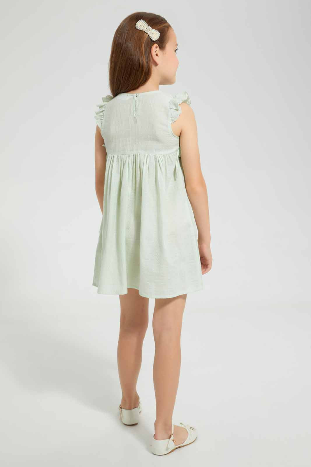 Redtag-Mint-Dobby-Basic-Dress-Dresses-Girls-2 to 8 Years