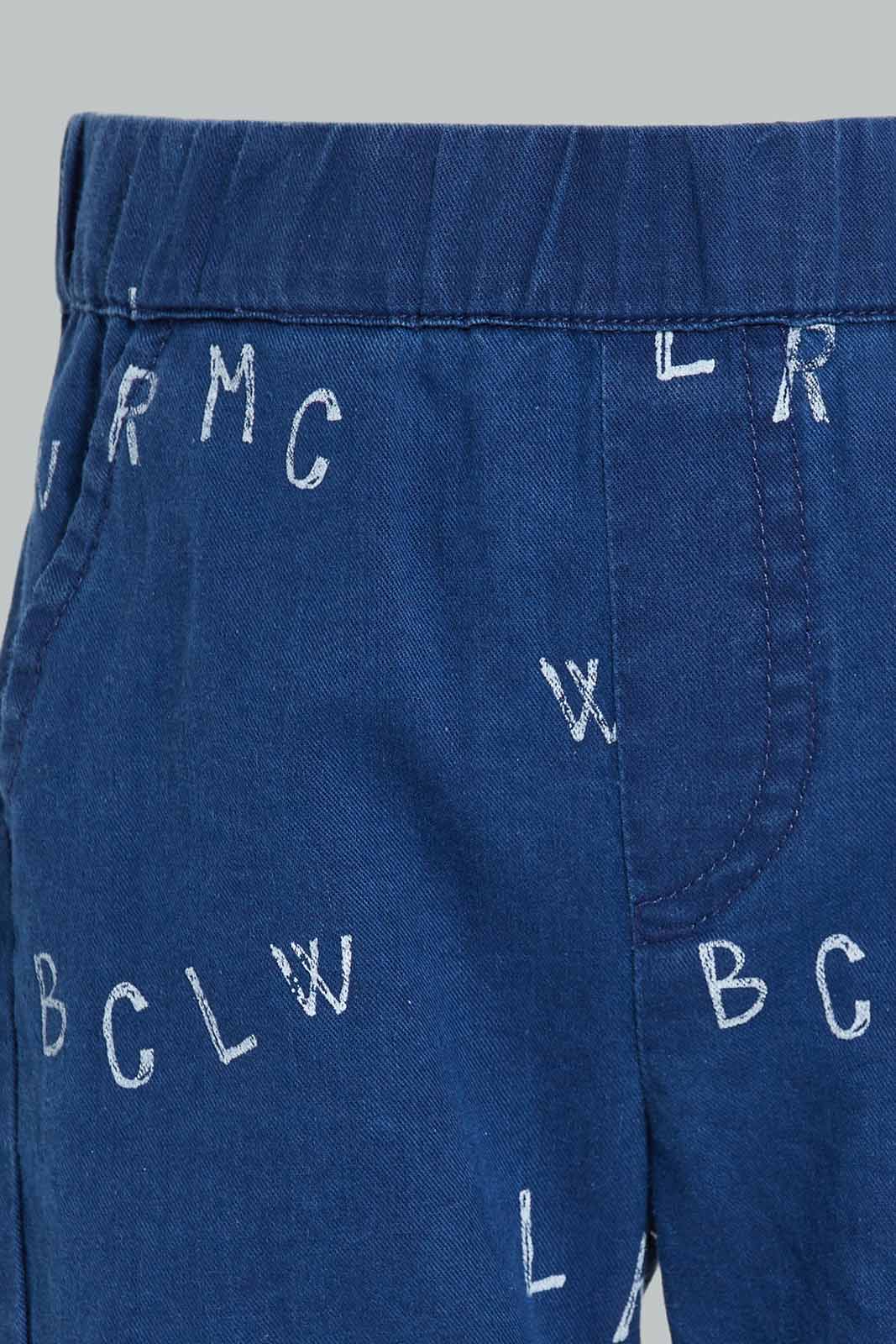 Redtag-Blue-Printed-Denim-Shirt-With-Matching-Denim-Short-Set-(2-Pack)-Category:Sets,-Colour:Blue,-Filter:Infant-Boys-(3-to-24-Mths),-INB-Sets,-Non-Sale,-S22C,-Section:Boys-(0-to-14Yrs)-Infant-Boys-