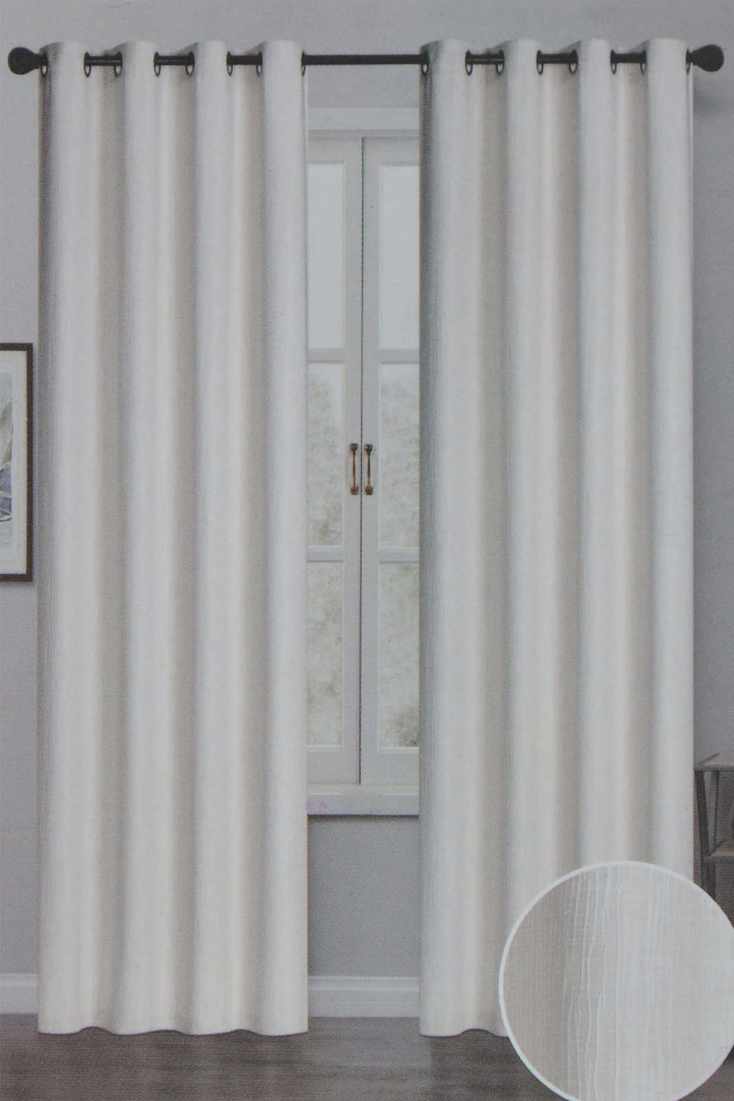 Redtag-Ivory-2-Piece-Jacquard-Curtain-Pair-With-Lining-Category:Curtains,-Colour:Ivory,-Filter:Home-Bedroom,-HMW-BED-Curtains,-Non-Sale,-S22C,-Section:Homewares-Home-Bedroom-
