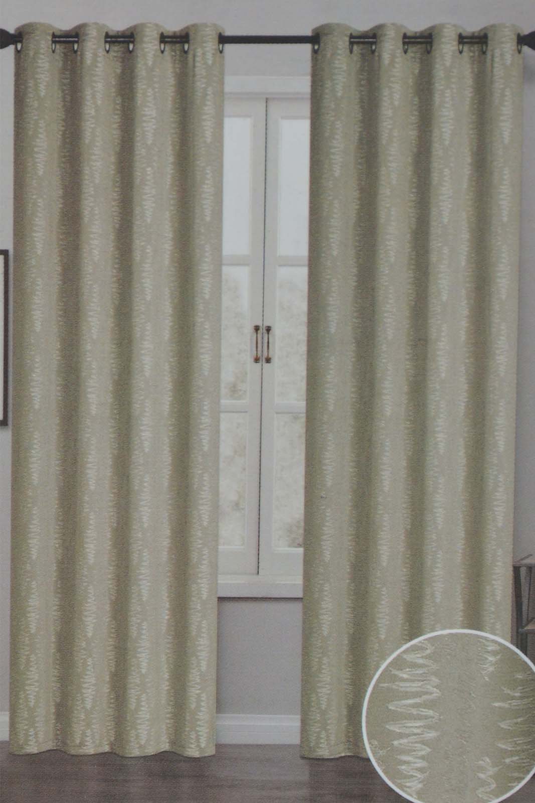 Redtag-Beige-2-Piece-Geometric-Jacquard-Curtain-Pair-Without-Lining-Category:Curtains,-Colour:Beige,-Filter:Home-Bedroom,-HMW-BED-Curtains,-Non-Sale,-S22C,-Section:Homewares-Home-Bedroom-