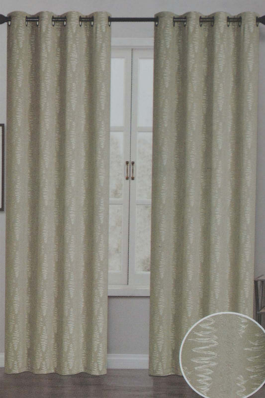 Redtag-Beige-2-Piece-Geometric-Jacquard-Curtain-Pair-Without-Lining-Category:Curtains,-Colour:Beige,-Filter:Home-Bedroom,-HMW-BED-Curtains,-Non-Sale,-S22C,-Section:Homewares-Home-Bedroom-