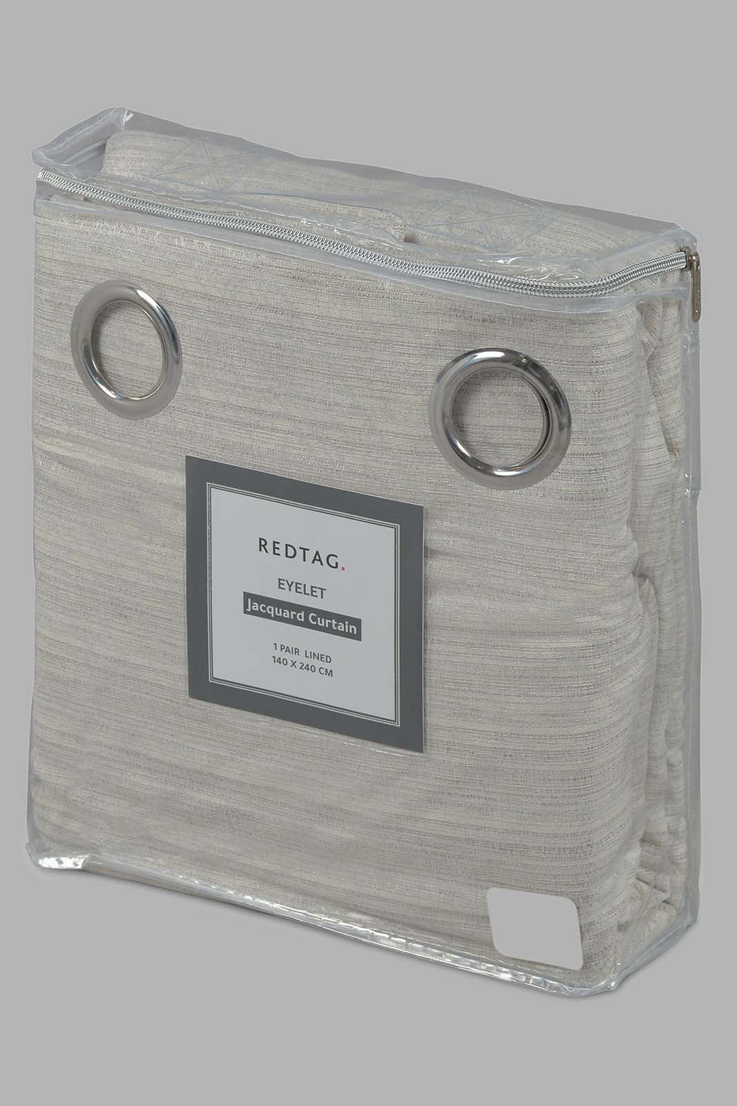 Redtag-Beige-2-Piece-Jacquard-Curtain-Pair-With-Lining-Category:Curtains,-Colour:Beige,-Filter:Home-Bedroom,-HMW-BED-Curtains,-Non-Sale,-S22C,-Section:Homewares-Home-Bedroom-