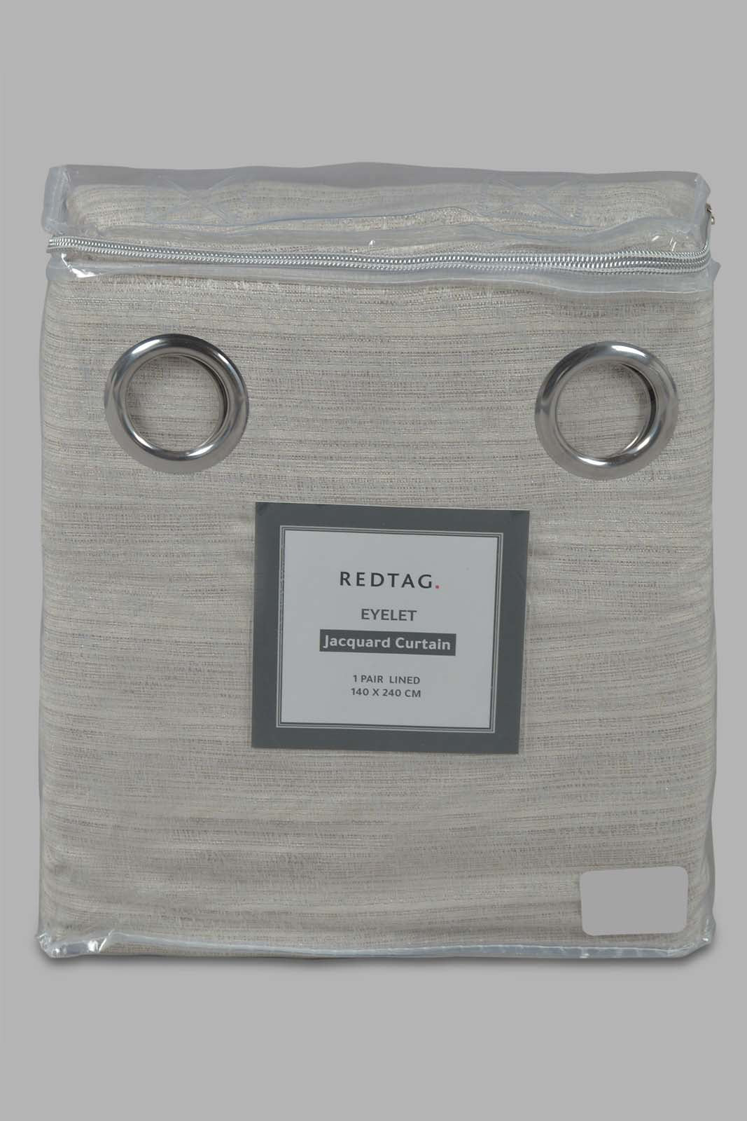 Redtag-Beige-2-Piece-Jacquard-Curtain-Pair-With-Lining-Category:Curtains,-Colour:Beige,-Filter:Home-Bedroom,-HMW-BED-Curtains,-Non-Sale,-S22C,-Section:Homewares-Home-Bedroom-