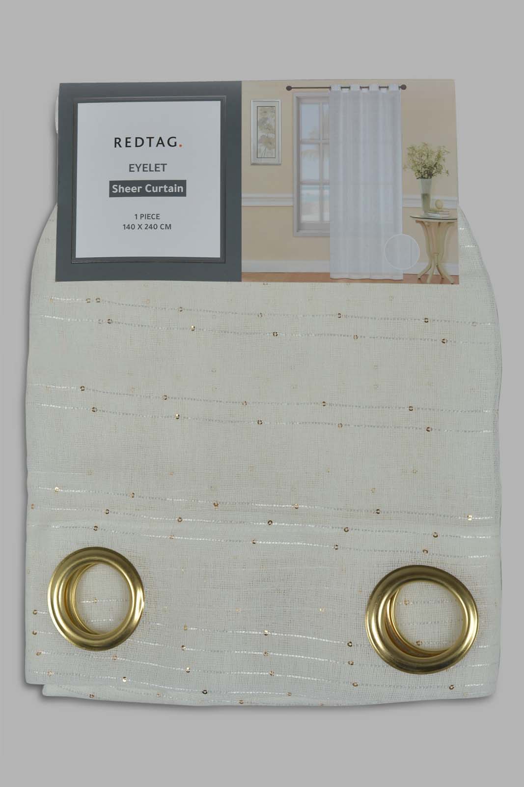 Redtag-Ivory-1-Piece-Stripes-Sheer-Curtain-Category:Curtains,-Colour:Ivory,-Filter:Home-Bedroom,-HMW-BED-Curtains,-Non-Sale,-S22C,-Section:Homewares-Home-Bedroom-
