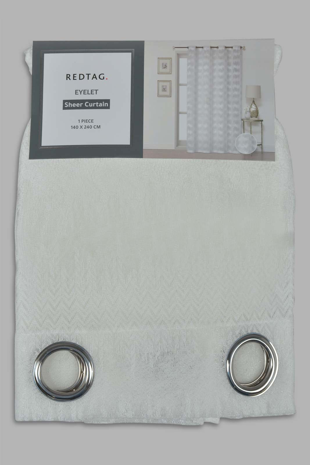 Redtag-White-1-Piece-Geometric-Sheer-Curtain-Category:Curtains,-Colour:White,-Filter:Home-Bedroom,-HMW-BED-Curtains,-Non-Sale,-S22C,-Section:Homewares-Home-Bedroom-