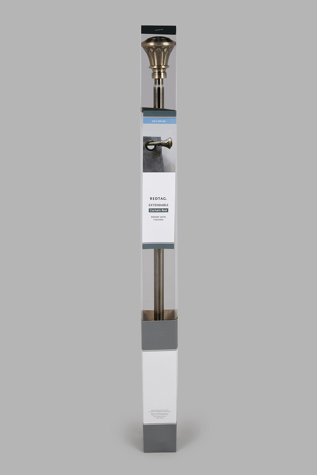 Redtag-Bronze-Satin-Finish-Extendable-Sinlge-Curtain-Rod-With-Finial-Category:Curtain-Rods,-Colour:Bronze,-Deals:New-In,-Filter:Home-Bedroom,-HMW-BED-Curtain-Rods,-New-In-HMW-BED,-Non-Sale,-Section:Homewares,-W22A-Home-Bedroom-