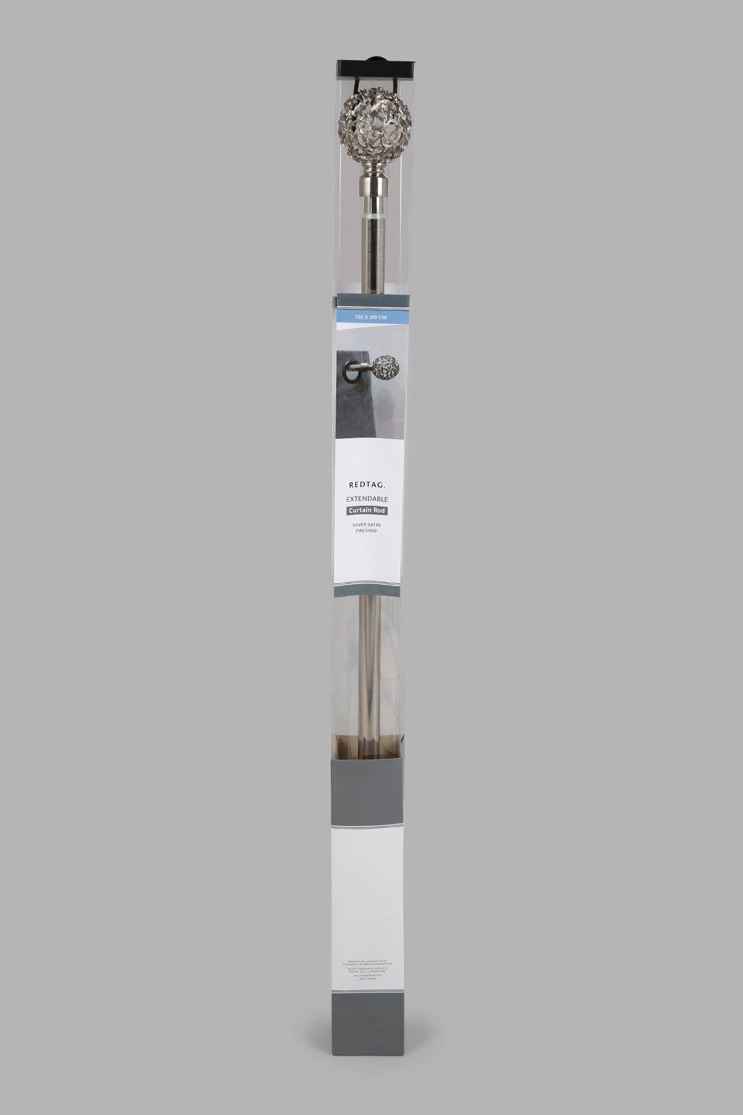 Redtag-Silver-Satin-Nickel-Finish-Extendable-Sinlge-Curtain-Rod-With-Finial-Category:Curtain-Rods,-Colour:Silver,-Deals:New-In,-Filter:Home-Bedroom,-HMW-BED-Curtain-Rods,-New-In-HMW-BED,-Non-Sale,-Section:Homewares,-W22A-Home-Bedroom-