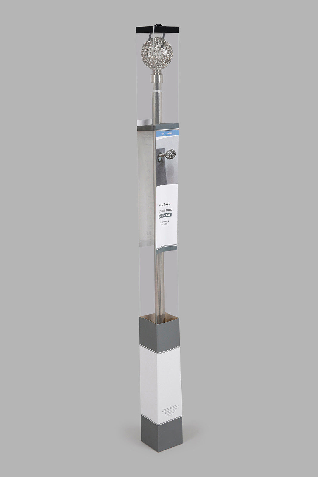 Redtag-Silver-Satin-Nickel-Finish-Extendable-Sinlge-Curtain-Rod-With-Finial-Category:Curtain-Rods,-Colour:Silver,-Deals:New-In,-Filter:Home-Bedroom,-HMW-BED-Curtain-Rods,-New-In-HMW-BED,-Non-Sale,-Section:Homewares,-W22A-Home-Bedroom-