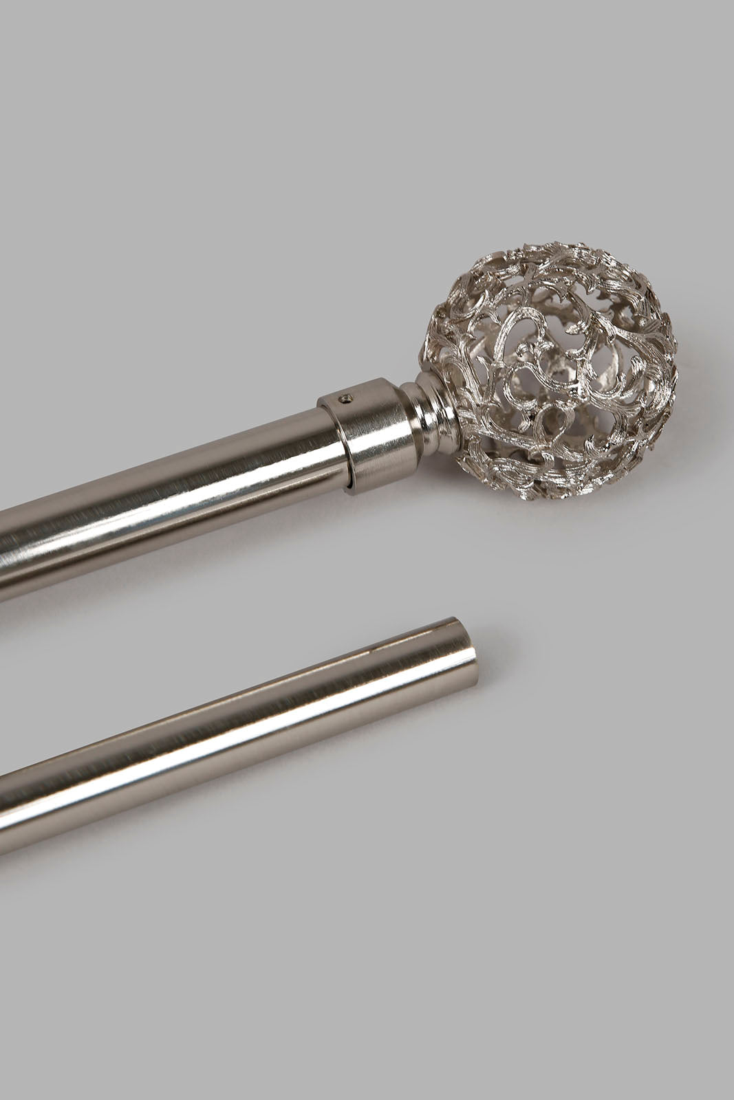 Redtag-Silver-Satin-Nickel-Finish-Extendable-Sinlge-Curtain-Rod-With-Finial-Category:Curtain-Rods,-Colour:Silver,-Deals:New-In,-Filter:Home-Bedroom,-HMW-BED-Curtain-Rods,-New-In-HMW-BED,-Non-Sale,-Section:Homewares,-W22A-Home-Bedroom-