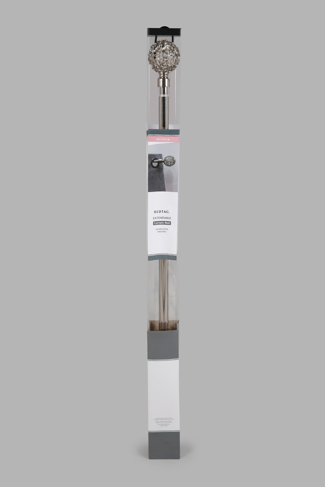 Redtag-Silver-Satin-Nickel-Finish-Extendable-Sinlge-Curtain-Rod-With-Finial-Category:Curtain-Rods,-Colour:Silver,-Deals:New-In,-Filter:Home-Bedroom,-HMW-BED-Curtain-Rods,-New-In-HMW-BED,-Non-Sale,-Section:Homewares,-W22A-Home-Bedroom-