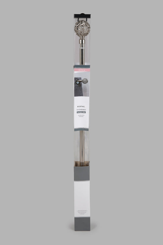 Redtag-Silver-Satin-Nickel-Finish-Extendable-Sinlge-Curtain-Rod-With-Finial-Category:Curtain-Rods,-Colour:Silver,-Deals:New-In,-Filter:Home-Bedroom,-HMW-BED-Curtain-Rods,-New-In-HMW-BED,-Non-Sale,-Section:Homewares,-W22A-Home-Bedroom-