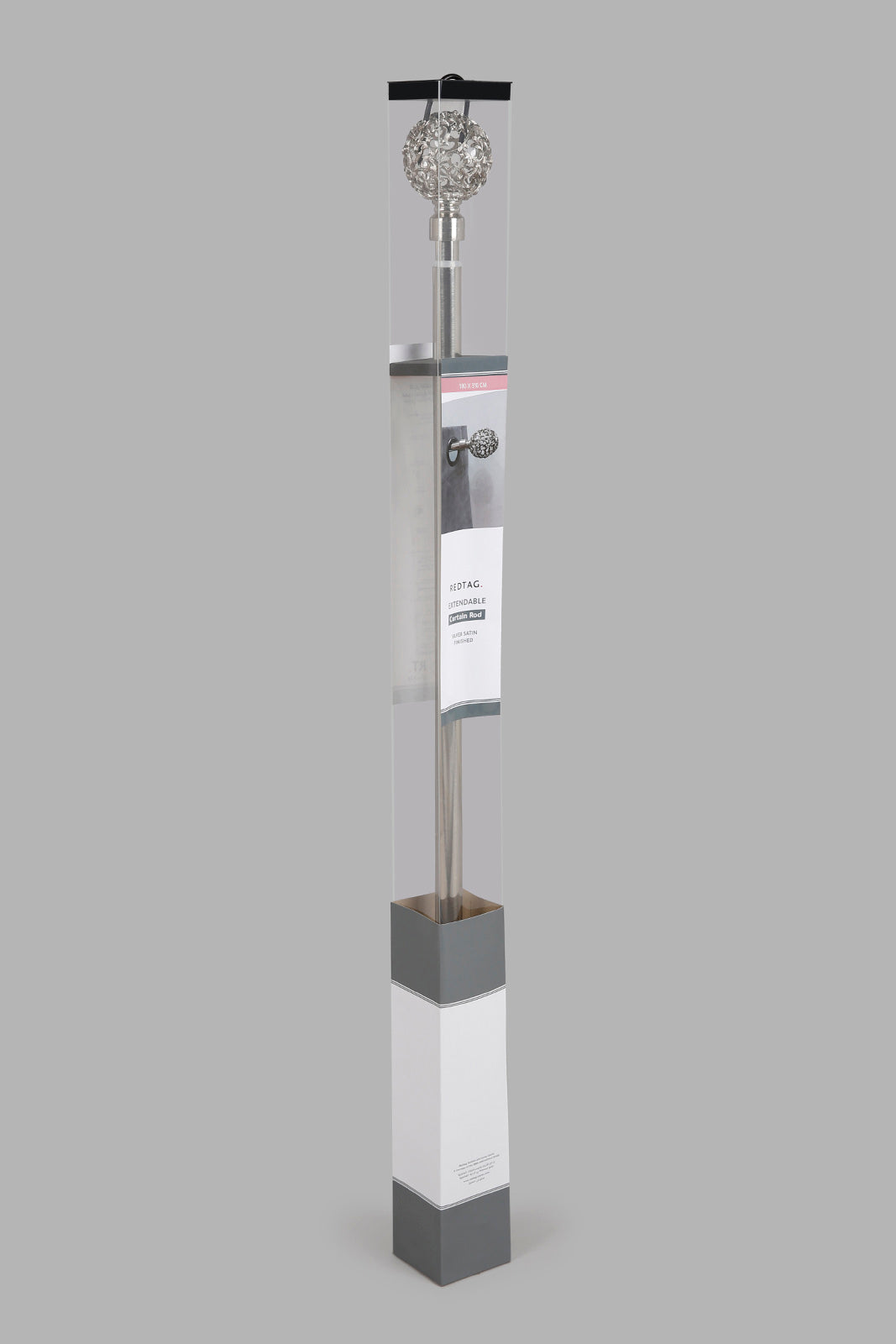 Redtag-Silver-Satin-Nickel-Finish-Extendable-Sinlge-Curtain-Rod-With-Finial-Category:Curtain-Rods,-Colour:Silver,-Deals:New-In,-Filter:Home-Bedroom,-HMW-BED-Curtain-Rods,-New-In-HMW-BED,-Non-Sale,-Section:Homewares,-W22A-Home-Bedroom-