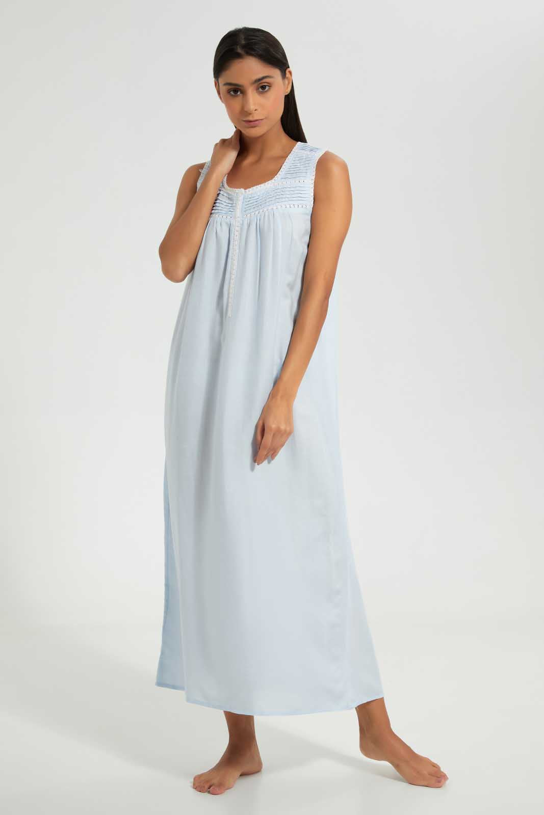 Redtag-Blue-Solid-Nightgown-Nightgowns-Women's-