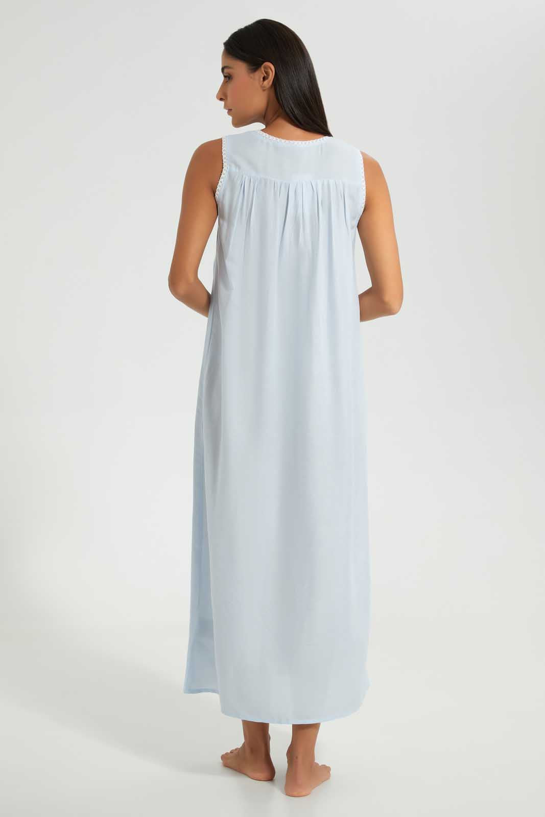 Redtag-Blue-Solid-Nightgown-Nightgowns-Women's-