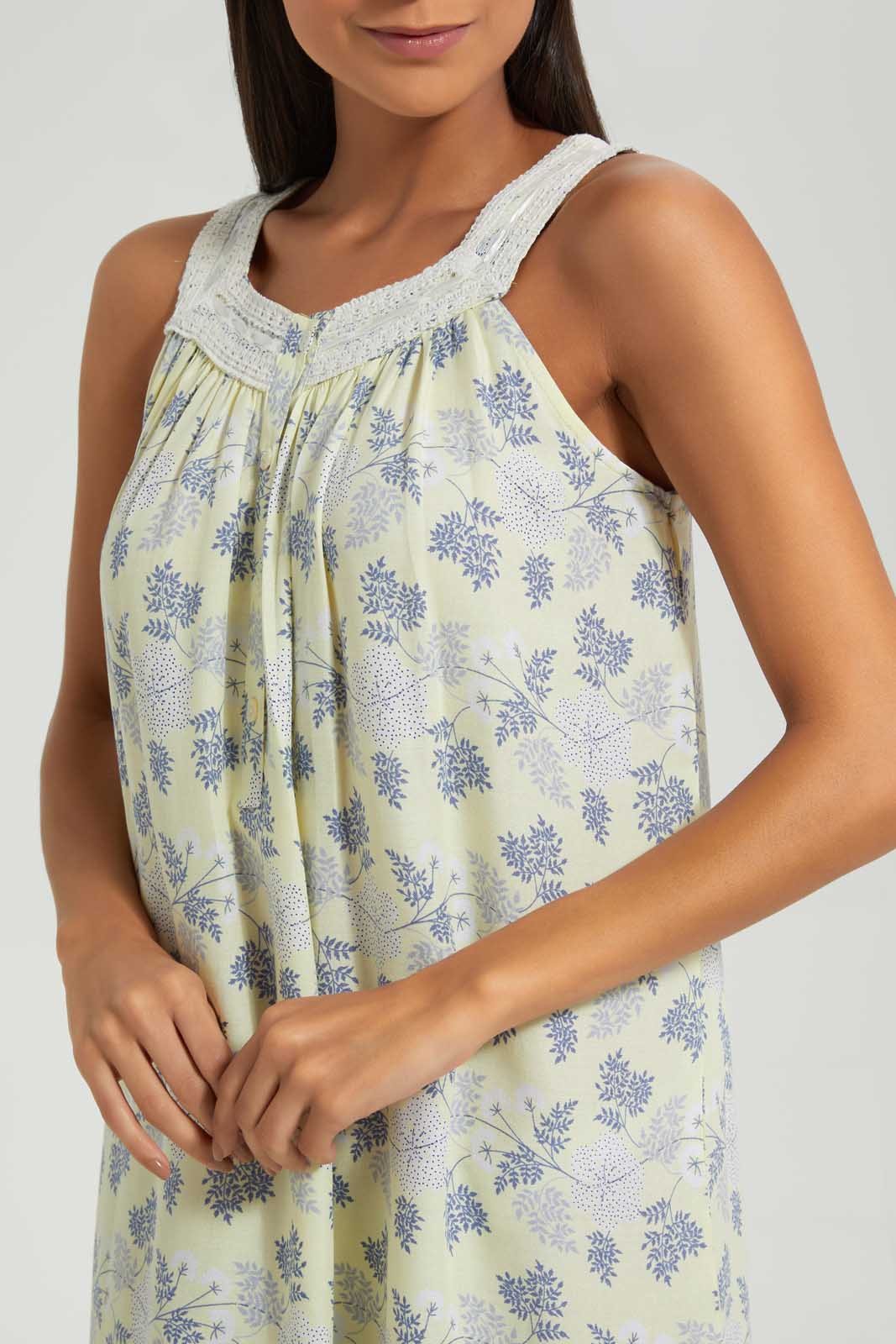Redtag-Yellow-Floral-Printed-Nightgown-Nightgowns-Women's-
