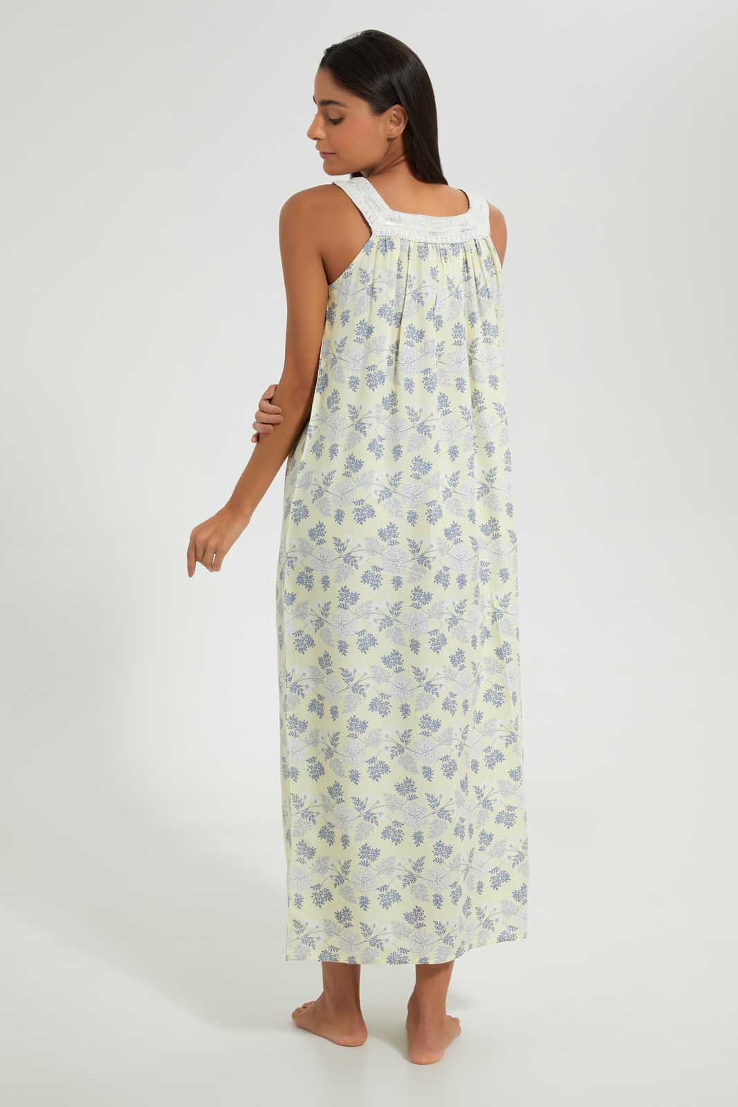 Redtag-Yellow-Floral-Printed-Nightgown-Nightgowns-Women's-