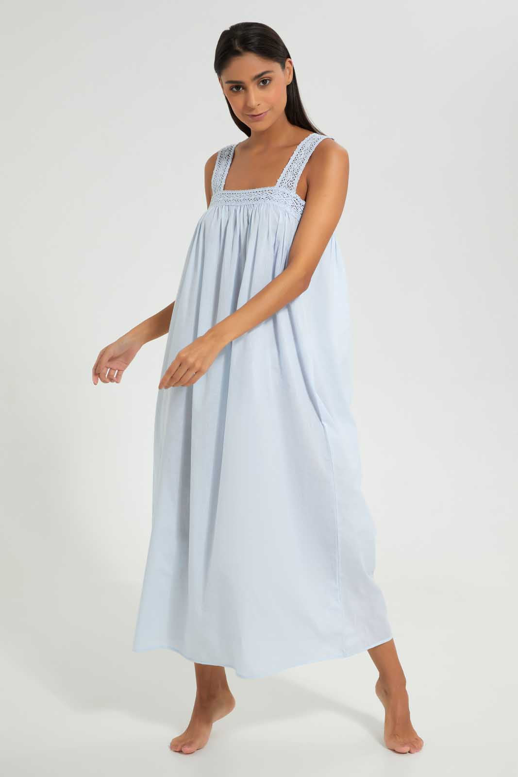 Redtag-Ivory-Solid-Sleeveless-Nightgown-Nightgowns-Women's-