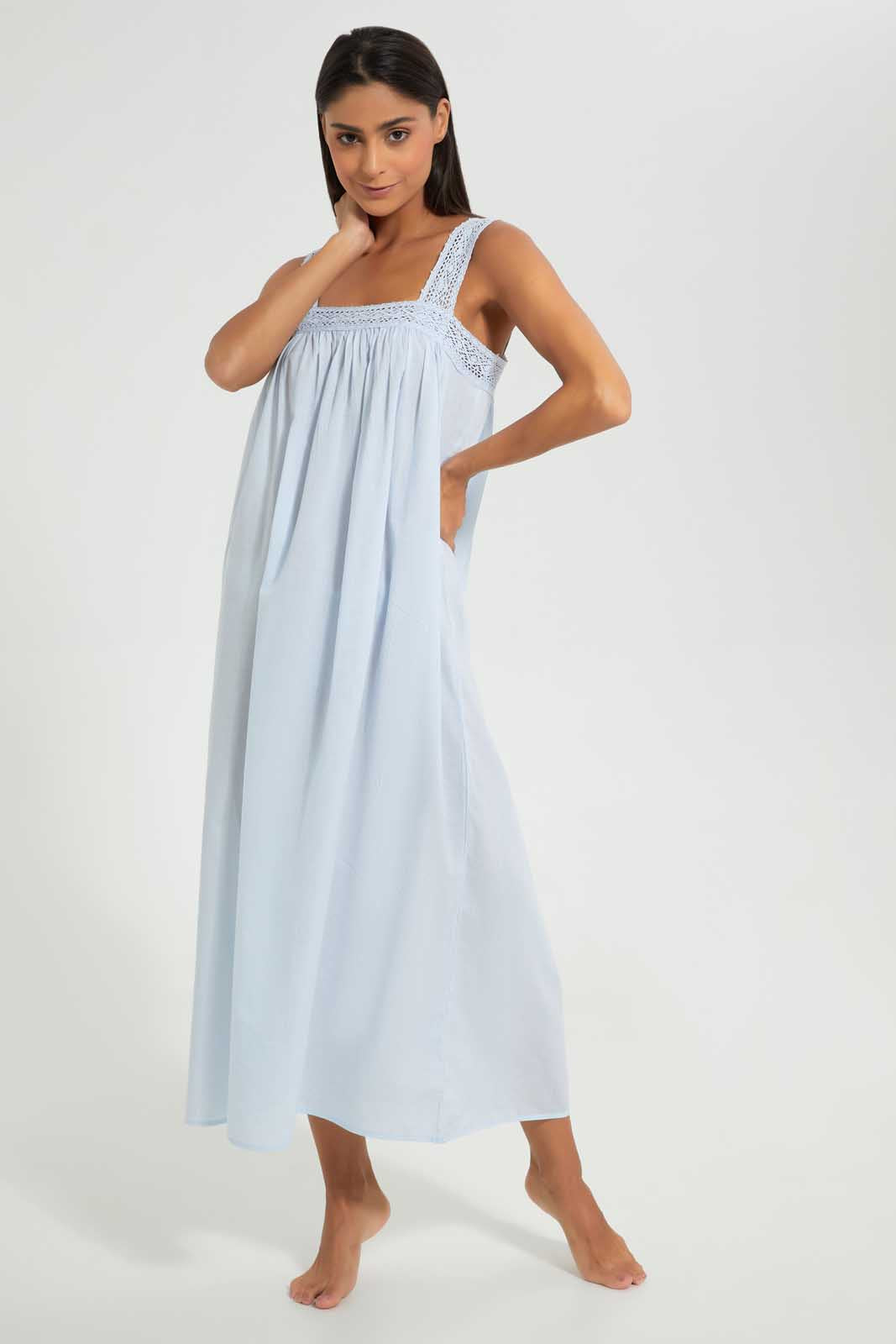 Redtag-Ivory-Solid-Sleeveless-Nightgown-Nightgowns-Women's-