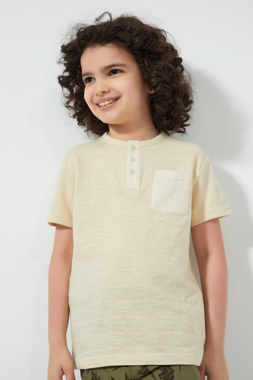 Redtag-Stone-Pkt-Henley-Henley-T-Shirts-Boys-2 to 8 Years