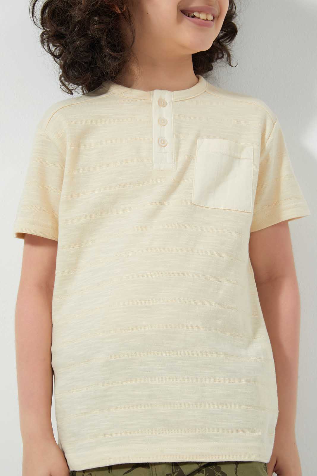 Redtag-Stone-Pkt-Henley-Henley-T-Shirts-Boys-2 to 8 Years