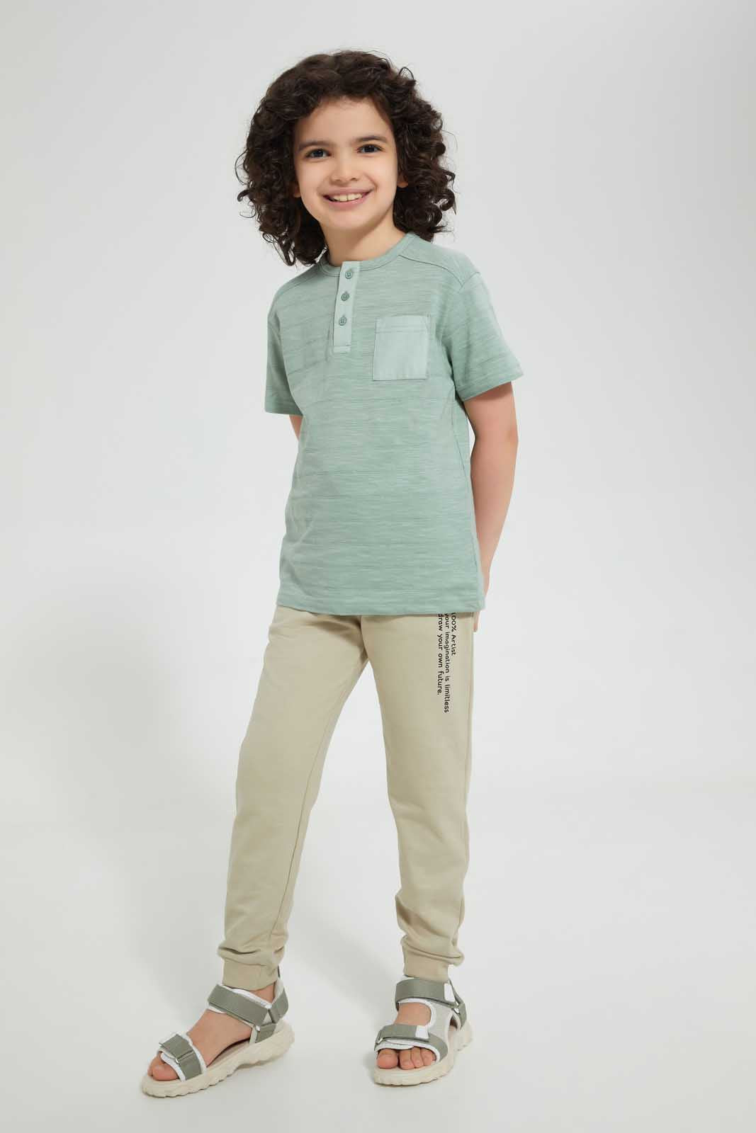 Redtag-Mint-Pkt-Henley-Henley-T-Shirts-Boys-2 to 8 Years