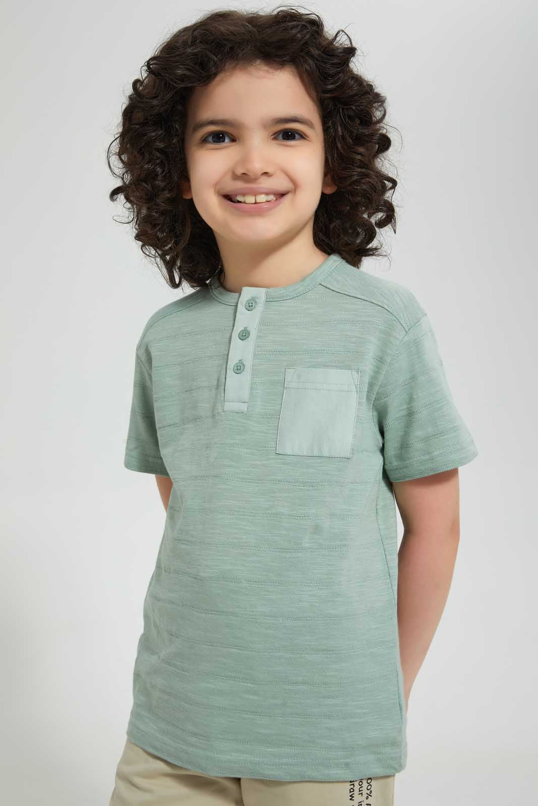 Redtag-Mint-Pkt-Henley-Henley-T-Shirts-Boys-2 to 8 Years