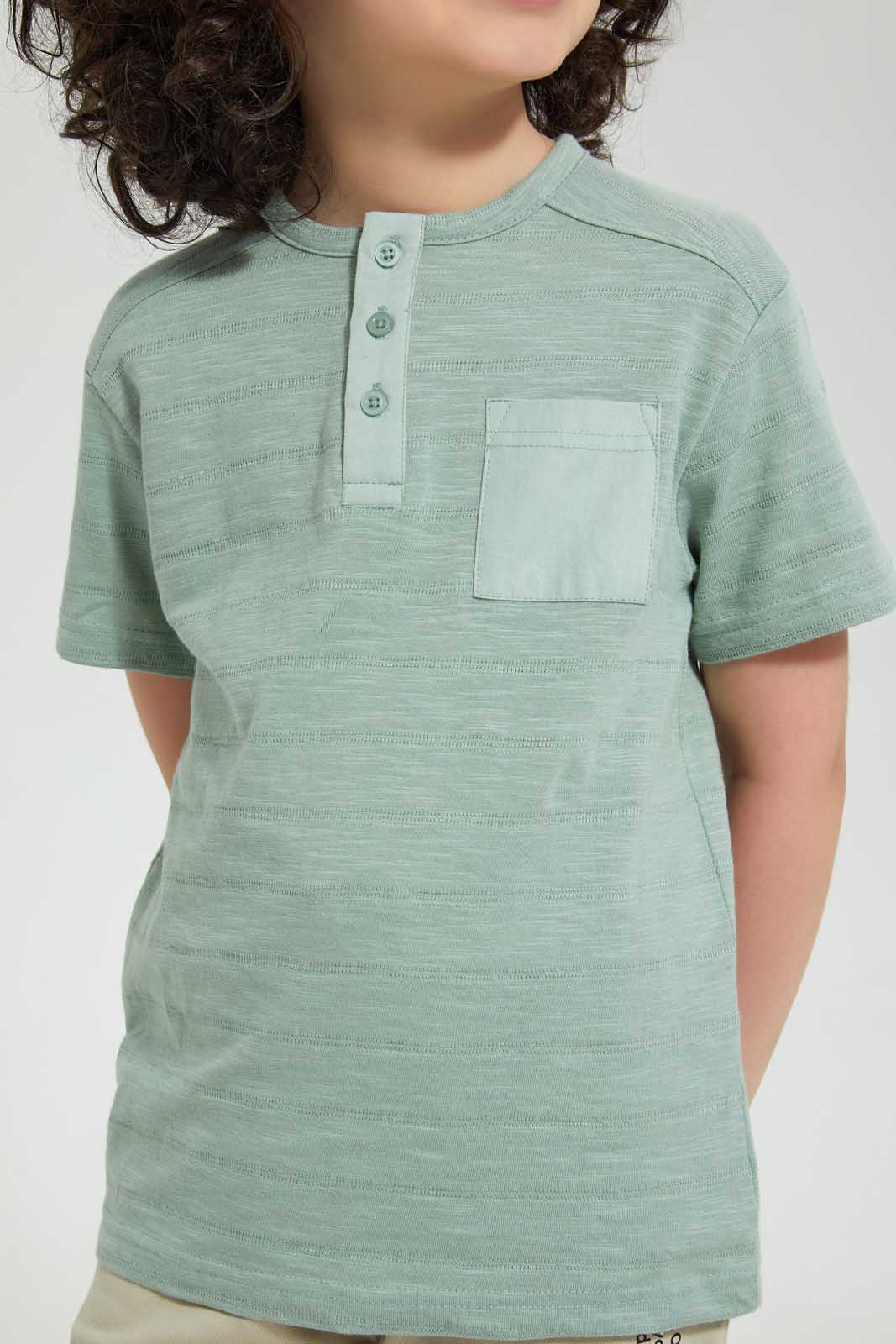 Redtag-Mint-Pkt-Henley-Henley-T-Shirts-Boys-2 to 8 Years