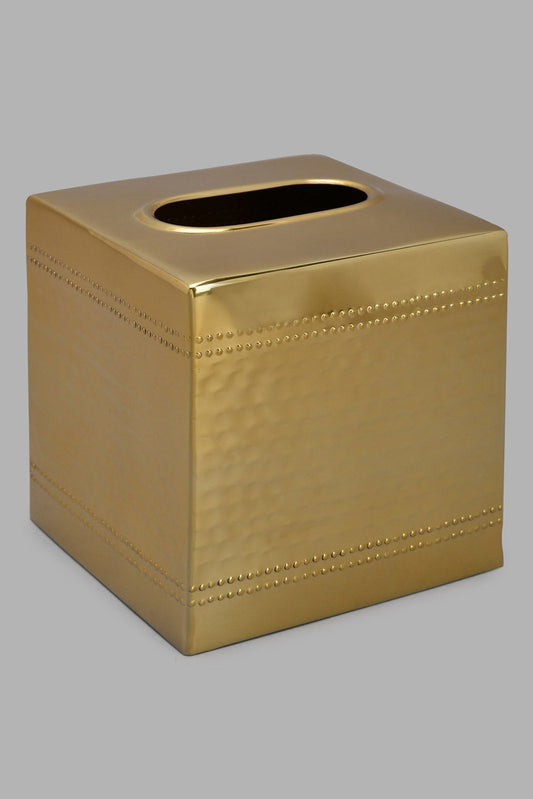 Gold Hammered Tissue Box Holder