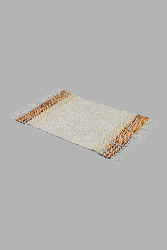 Beige Textured Dhurrie