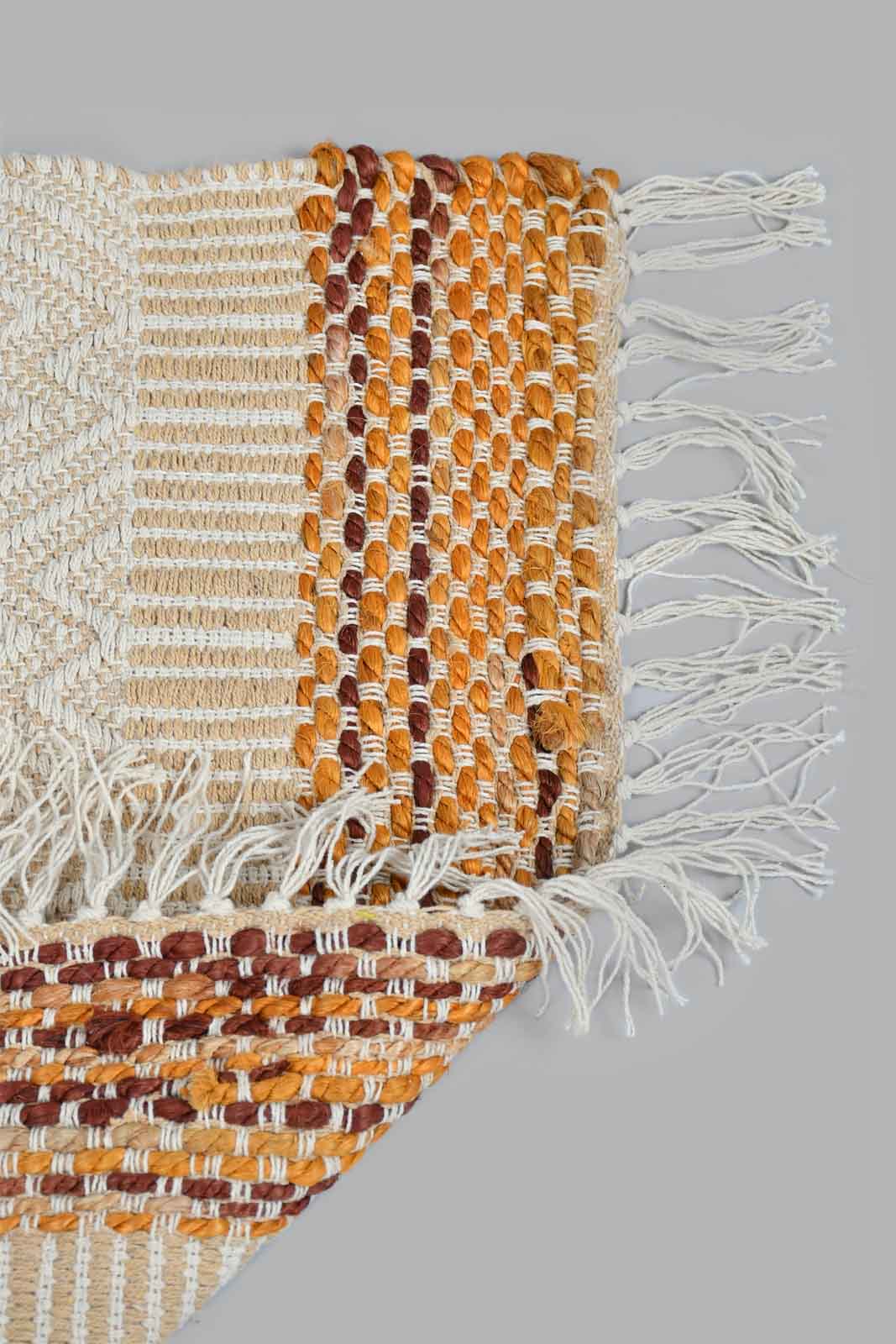 Beige Textured Dhurrie