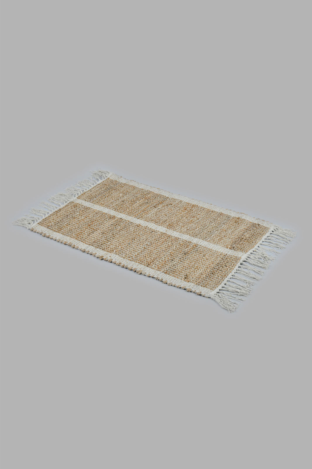 Beige Jute Striped Pattern Dhurrie