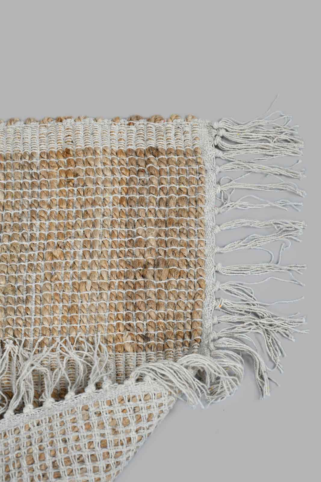 Beige Jute Striped Pattern Dhurrie
