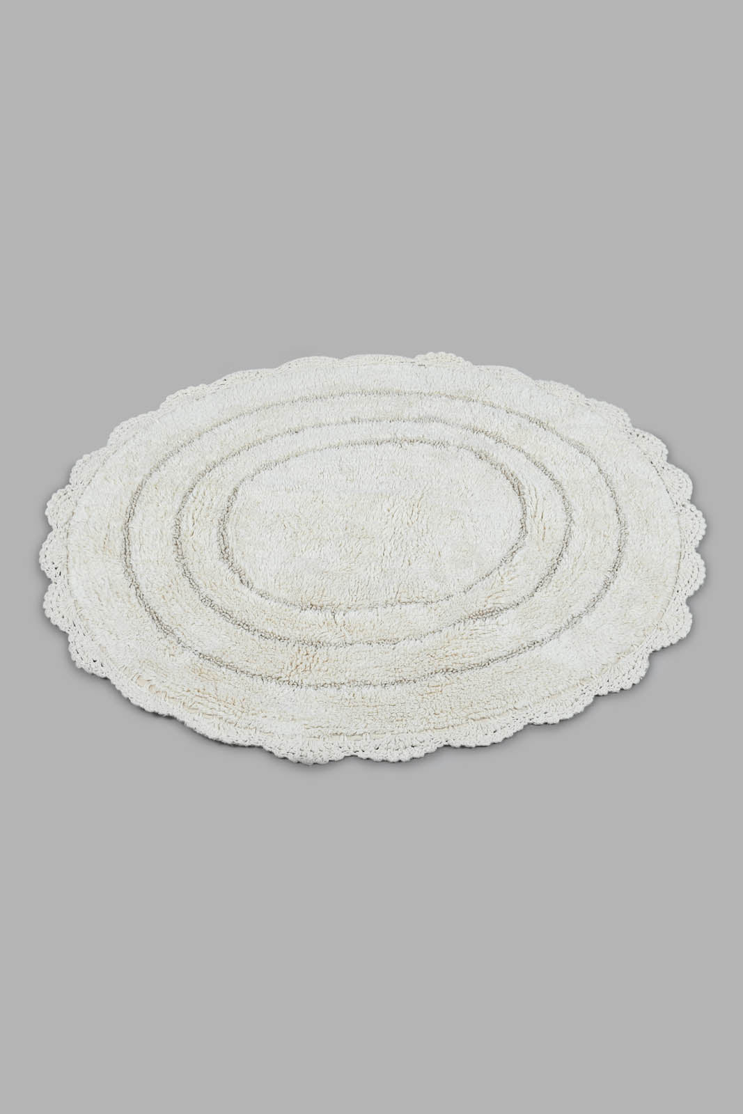 White Cotton Crochet Round Dhurrie