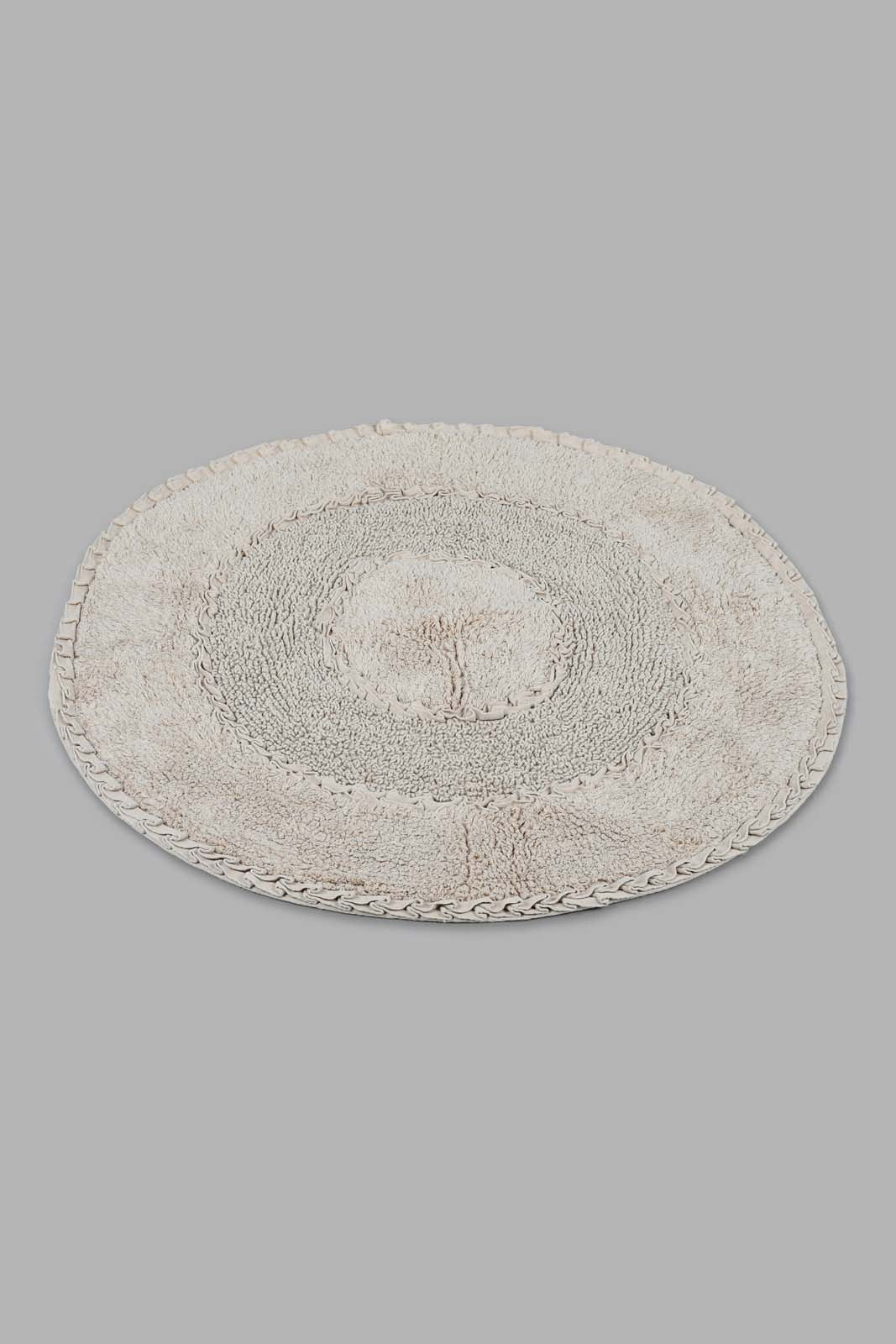 Beige Handwoven Round Rug