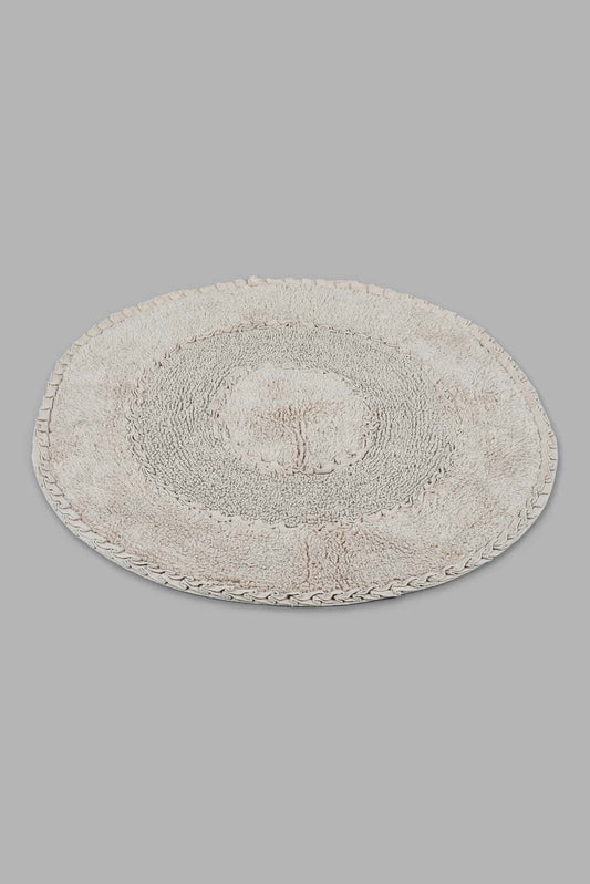 Beige Handwoven Round Rug