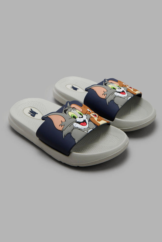 Redtag-Grey-Tom-And-Jerry-Character-Slide-BOY-Flip-Flops,-Category:Flip-Flops,-CHR,-Colour:Grey,-Deals:New-In,-Filter:Boys-Footwear-(3-to-5-Yrs),-New-In-BOY-FOO,-Non-Sale,-Section:Boys-(0-to-14Yrs),-W22O-Boys-3 to 5 Years