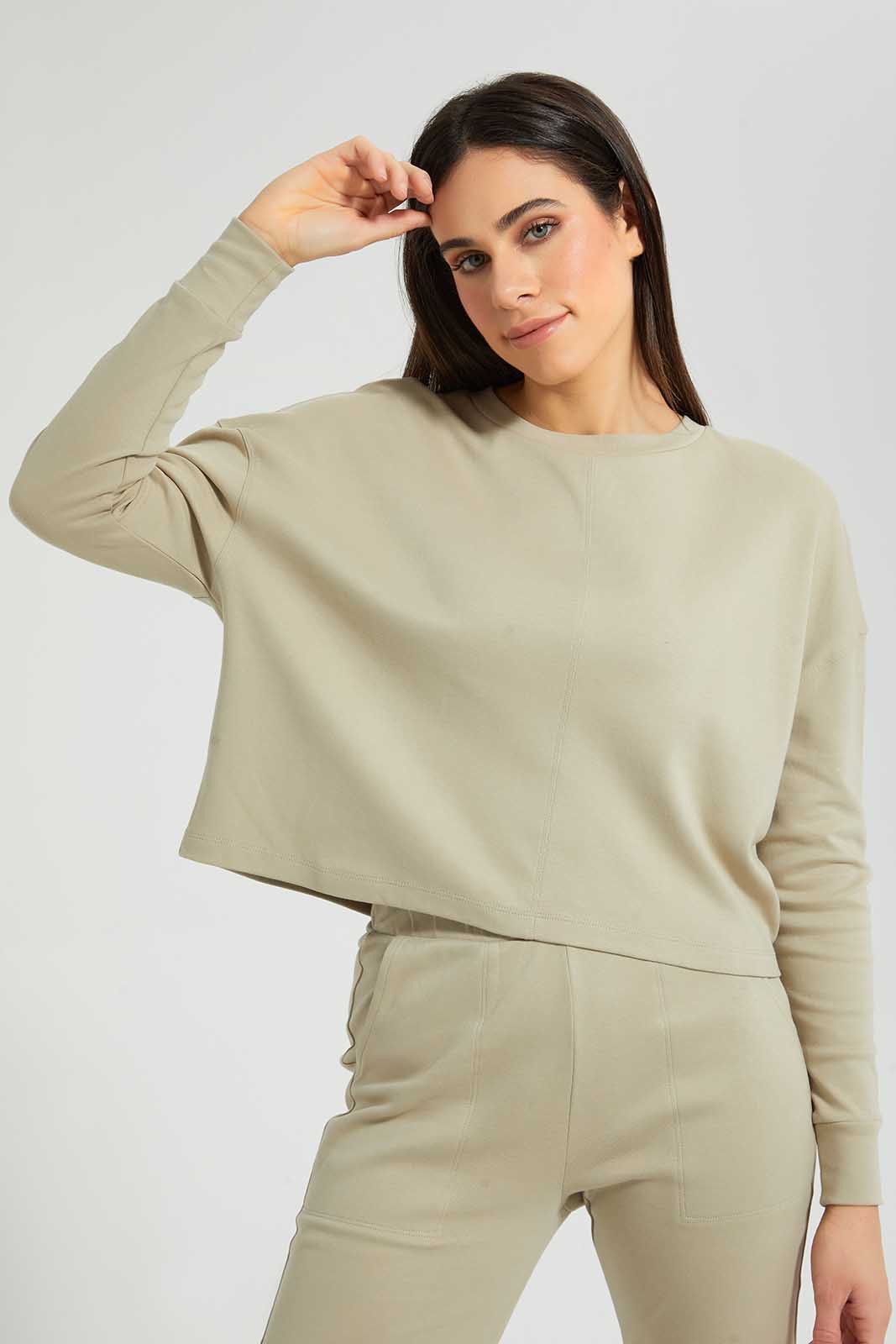 Redtag-Beige-Lightweight-Sweatshirt-Category:Sweatshirts,-Colour:Beige,-Deals:4-For-90,-Deals:Sale,-Filter:Women's-Clothing,-S22C,-Sale-Women-APL,-Section:Women,-Women-Loungewear-Sweatshirts,-Women-Sweatshirts-Women's-