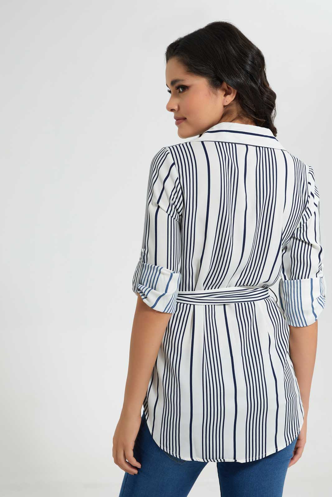 Redtag-Assorted-Striped-Button-Front-Belted-Tunic-Shirt-Casual-Shirts-Women's-