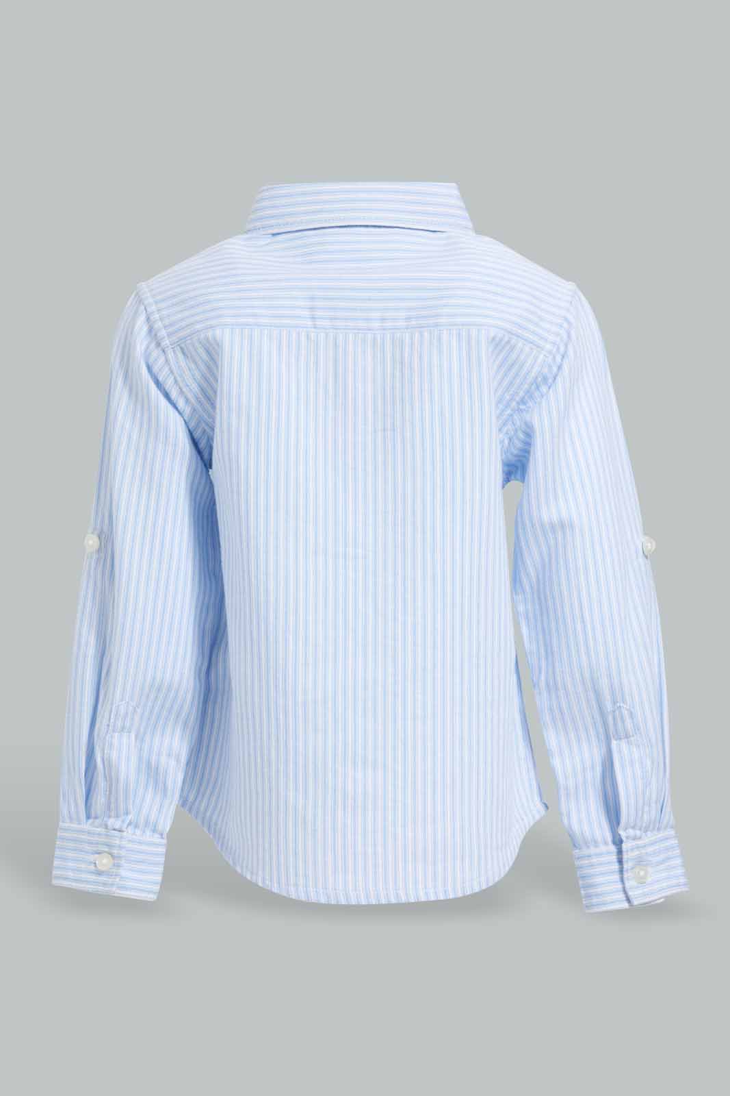 Redtag-Blue-Striped-Shirt-Ls-With-Pocket--Square-Category:Shirts,-Colour:Blue,-Filter:Infant-Boys-(3-to-24-Mths),-INB-Shirts,-New-In,-New-In-INB-APL,-Non-Sale,-S22C,-Section:Kidswear-Infant-Boys-
